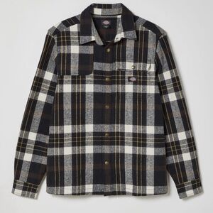 Dickies Nimmons Plaid Long Sleeve Snap Button Down Shirt Black Multi Medium